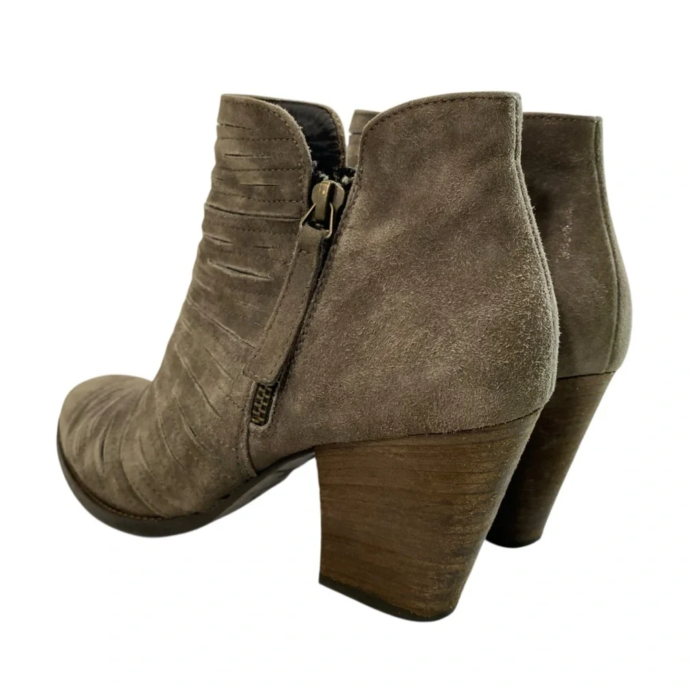 Paul Green Malibu Sliced Chunky Nobuck Leather Ankle‎ Bootie 5 Metallic Taupe